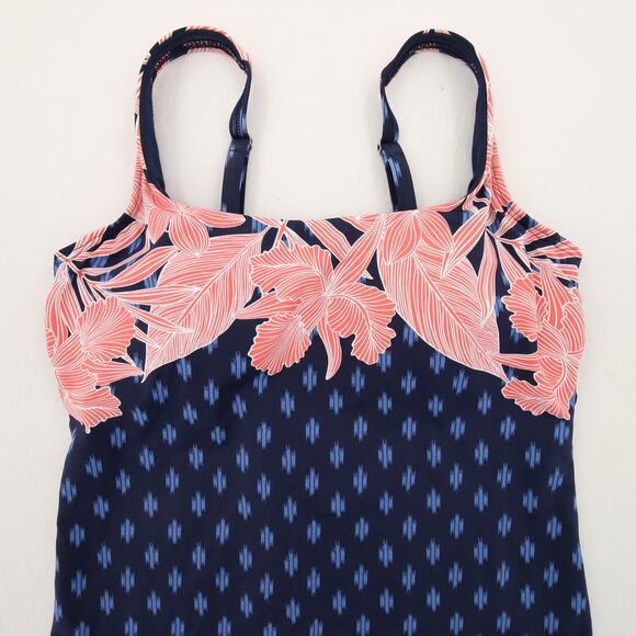 Lands End Tankini Top Blue Coral Floral Scoop Neck Underwire Adjustable Straps 6 - Picture 3 of 9